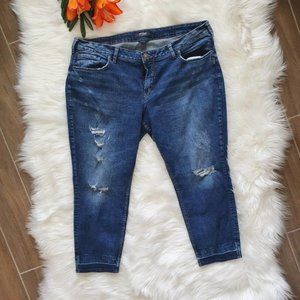 Silver Sam Distressed Dark Wash Cropped Hem Jeans For Plus Women Size 20